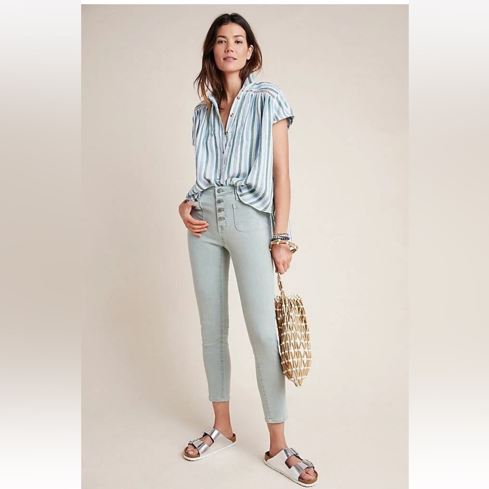 Anthropologie AG Stevie High-Rise Patch Pocket Jeans Sage Green 29 NWT